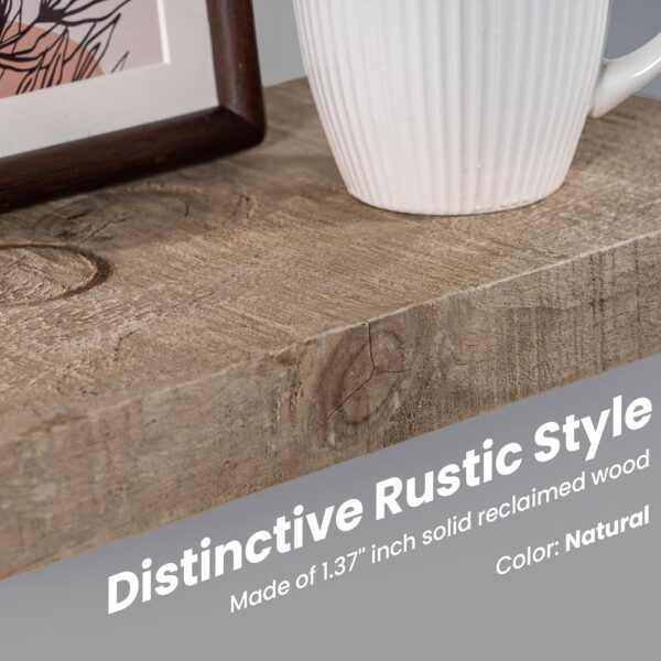 Floating Shelves | 8" Deep Rustic Reclaimed Barnwood Wall Hanging Shelves with Invisible Heavy-Duty Metal Bracket | Wall Mounted | Farmhouse Style | 36 inches, 2 PCs, Distressed Natural