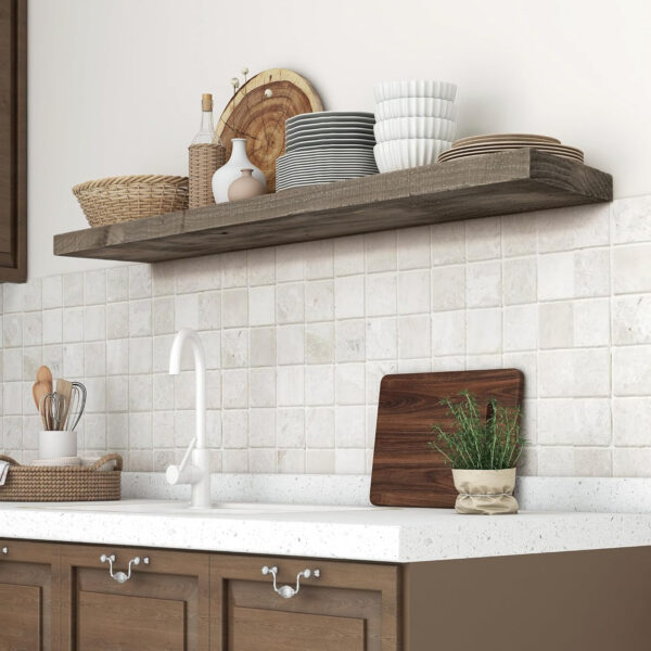 Floating Shelves | 8" Deep Rustic Reclaimed Barnwood Wall Hanging Shelves with Invisible Heavy-Duty Metal Bracket | Wall Mounted | Farmhouse Style | 36 inches, 2 PCs, Distressed Natural