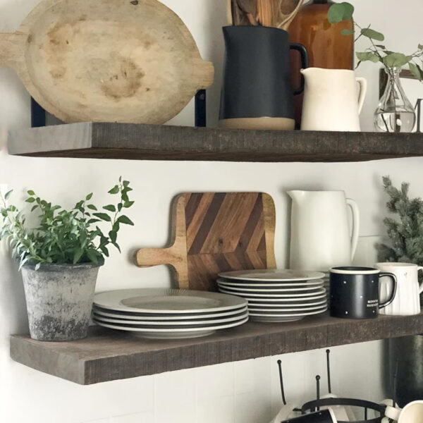 Floating Shelves | 8" Deep Rustic Reclaimed Barnwood Wall Hanging Shelves with Invisible Heavy-Duty Metal Bracket | Wall Mounted | Farmhouse Style | 36 inches, 2 PCs, Distressed Natural
