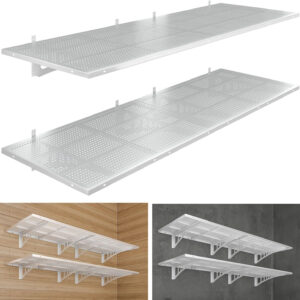 4-Pack 2x3ft Heavy Duty Garage Wall Shelving, 1000 lbs Load Capacity, Garage Shelving Wall Mounted, Garage Storage Rack with Hooks, Black