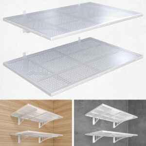 4-Pack 2x3ft Heavy Duty Garage Wall Shelving, 1000 lbs Load Capacity, Garage Shelving Wall Mounted, Garage Storage Rack with Hooks, Black