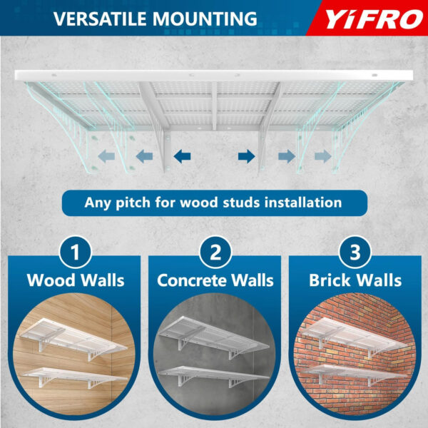 4-Pack 2x3ft Heavy Duty Garage Wall Shelving, 1000 lbs Load Capacity, Garage Shelving Wall Mounted, Garage Storage Rack with Hooks, Black