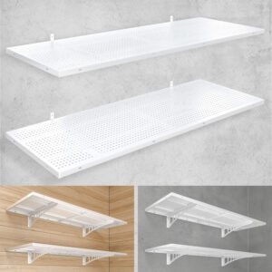 4-Pack 2x3ft Heavy Duty Garage Wall Shelving, 1000 lbs Load Capacity, Garage Shelving Wall Mounted, Garage Storage Rack with Hooks, Black