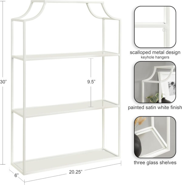 Kate and Laurel Ciel Three-Tiered Wall Shelf, 21 x 30, Bronze, Decorative Floating Shelf Storage and Wall Organizer for Over Toilet Storage Bathroom Display