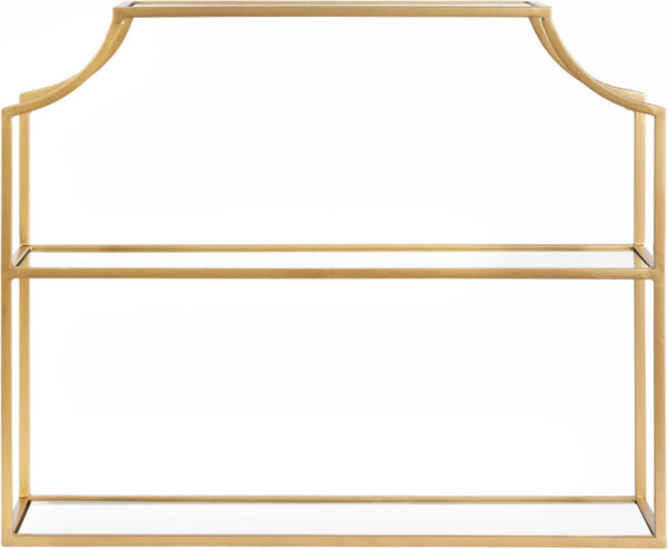 Kate and Laurel Ciel Three-Tiered Wall Shelf, 21 x 30, Bronze, Decorative Floating Shelf Storage and Wall Organizer for Over Toilet Storage Bathroom Display