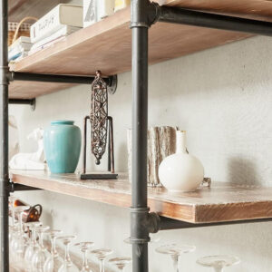 Industrial Wall Mounted Iron Floating Pipe Shelves/Shelving/Racks/Storage/Bookcases/Brackets, DIY Open Bookshelves, Retro Black (4-Tier Shelf Brackets with 3 Boards)