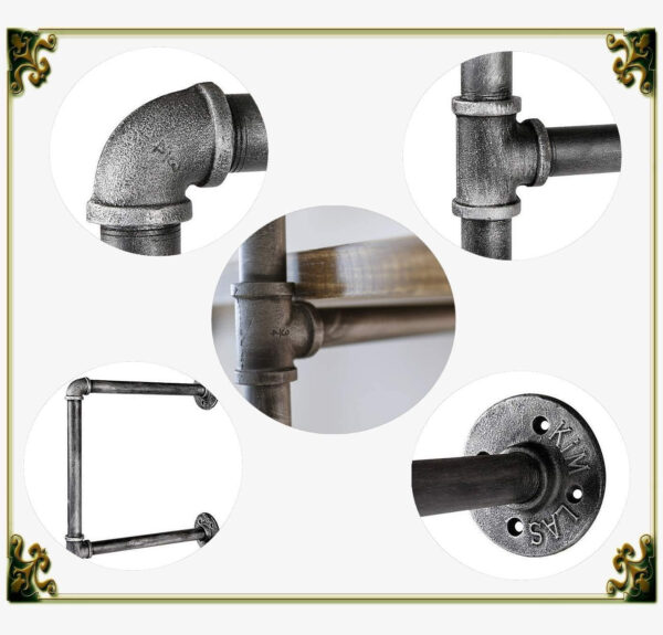 Industrial Wall Mounted Iron Floating Pipe Shelves/Shelving/Racks/Storage/Bookcases/Brackets, DIY Open Bookshelves, Retro Black (4-Tier Shelf Brackets with 3 Boards)