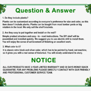 Industrial Wall Mounted Iron Floating Pipe Shelves/Shelving/Racks/Storage/Bookcases/Brackets, DIY Open Bookshelves, Retro Black (4-Tier Shelf Brackets with 3 Boards)