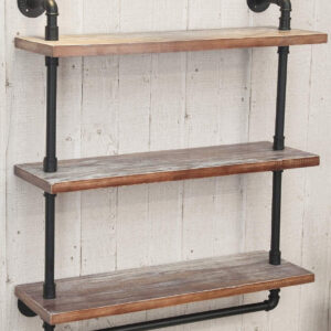 Industrial Wall Mounted Iron Floating Pipe Shelves/Shelving/Racks/Storage/Bookcases/Brackets, DIY Open Bookshelves, Retro Black (4-Tier Shelf Brackets with 3 Boards)
