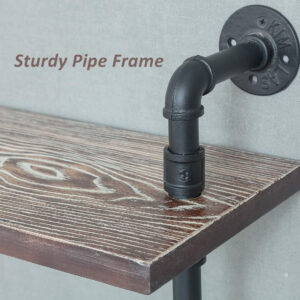 Industrial Wall Mounted Iron Floating Pipe Shelves/Shelving/Racks/Storage/Bookcases/Brackets, DIY Open Bookshelves, Retro Black (4-Tier Shelf Brackets with 3 Boards)