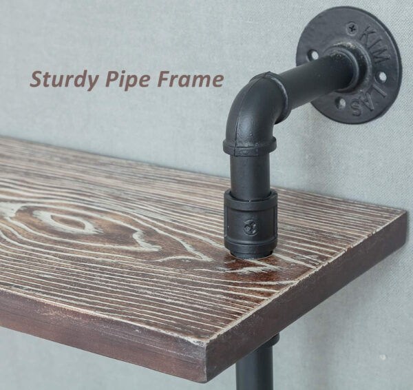 Industrial Wall Mounted Iron Floating Pipe Shelves/Shelving/Racks/Storage/Bookcases/Brackets, DIY Open Bookshelves, Retro Black (4-Tier Shelf Brackets with 3 Boards)