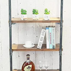 Industrial Wall Mounted Iron Floating Pipe Shelves/Shelving/Racks/Storage/Bookcases/Brackets, DIY Open Bookshelves, Retro Black (4-Tier Shelf Brackets with 3 Boards)