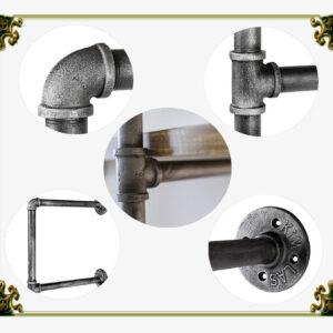 Industrial Wall Mounted Iron Floating Pipe Shelves/Shelving/Racks/Storage/Bookcases/Brackets, DIY Open Bookshelves, Retro Black (4-Tier Shelf Brackets with 3 Boards)