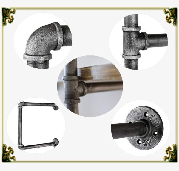 Industrial Wall Mounted Iron Floating Pipe Shelves/Shelving/Racks/Storage/Bookcases/Brackets, DIY Open Bookshelves, Retro Black (4-Tier Shelf Brackets with 3 Boards)