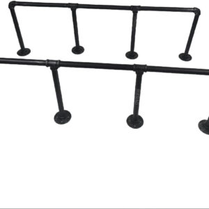 Industrial Wall Mounted Iron Floating Pipe Shelves/Shelving/Racks/Storage/Bookcases/Brackets, DIY Open Bookshelves, Retro Black (4-Tier Shelf Brackets with 3 Boards)