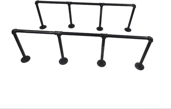 Industrial Wall Mounted Iron Floating Pipe Shelves/Shelving/Racks/Storage/Bookcases/Brackets, DIY Open Bookshelves, Retro Black (4-Tier Shelf Brackets with 3 Boards)