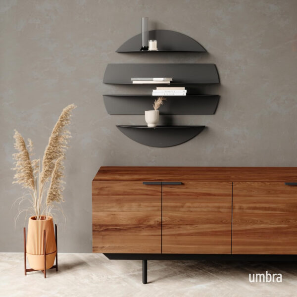 Umbra Solis Sturdy Decorative Metal Floating Bookshelf, Black