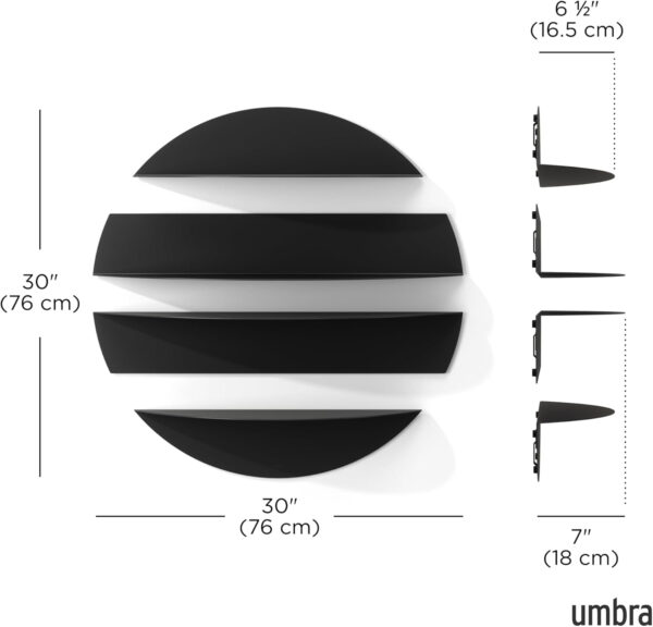 Umbra Solis Sturdy Decorative Metal Floating Bookshelf, Black