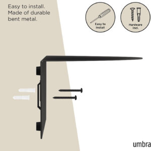 Umbra Solis Sturdy Decorative Metal Floating Bookshelf, Black