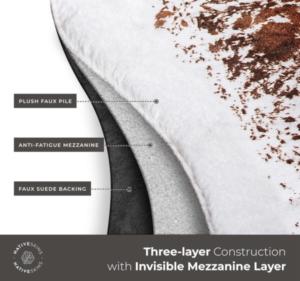 NativeSkins Faux Cowhide Rug – Original Brown (Oversized) | 6'3" x 8'2" | Triple-Layer Support | Ultra-Soft Pile | Hand-Cut, Faux Suede No-Slip Backing | Western Rug | Cow Hide Animal Print