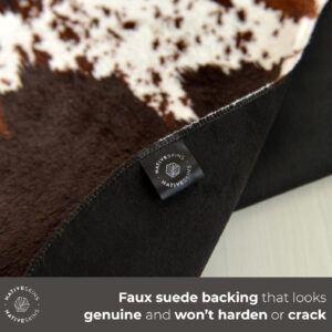 NativeSkins Faux Cowhide Rug – Original Brown (Oversized) | 6'3" x 8'2" | Triple-Layer Support | Ultra-Soft Pile | Hand-Cut, Faux Suede No-Slip Backing | Western Rug | Cow Hide Animal Print