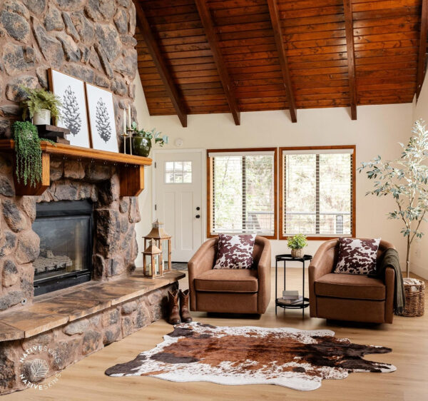 NativeSkins Faux Cowhide Rug – Original Brown (Oversized) | 6'3" x 8'2" | Triple-Layer Support | Ultra-Soft Pile | Hand-Cut, Faux Suede No-Slip Backing | Western Rug | Cow Hide Animal Print