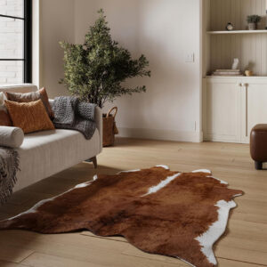 NativeSkins Faux Cowhide Rug – Original Brown (Oversized) | 6'3" x 8'2" | Triple-Layer Support | Ultra-Soft Pile | Hand-Cut, Faux Suede No-Slip Backing | Western Rug | Cow Hide Animal Print