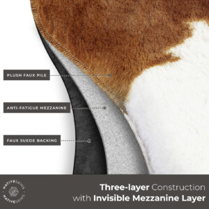 NativeSkins Faux Cowhide Rug – Original Brown (Oversized) | 6'3" x 8'2" | Triple-Layer Support | Ultra-Soft Pile | Hand-Cut, Faux Suede No-Slip Backing | Western Rug | Cow Hide Animal Print