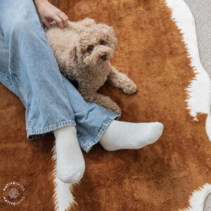 NativeSkins Faux Cowhide Rug – Original Brown (Oversized) | 6'3" x 8'2" | Triple-Layer Support | Ultra-Soft Pile | Hand-Cut, Faux Suede No-Slip Backing | Western Rug | Cow Hide Animal Print