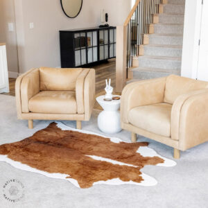 NativeSkins Faux Cowhide Rug – Original Brown (Oversized) | 6'3" x 8'2" | Triple-Layer Support | Ultra-Soft Pile | Hand-Cut, Faux Suede No-Slip Backing | Western Rug | Cow Hide Animal Print