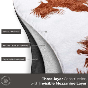 NativeSkins Faux Cowhide Rug – Original Brown (Oversized) | 6'3" x 8'2" | Triple-Layer Support | Ultra-Soft Pile | Hand-Cut, Faux Suede No-Slip Backing | Western Rug | Cow Hide Animal Print