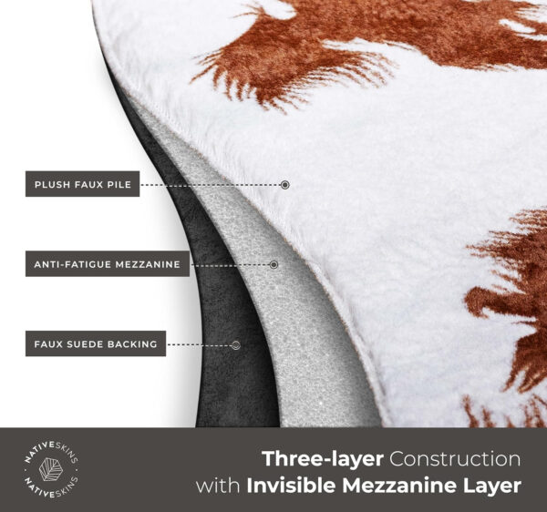 NativeSkins Faux Cowhide Rug – Original Brown (Oversized) | 6'3" x 8'2" | Triple-Layer Support | Ultra-Soft Pile | Hand-Cut, Faux Suede No-Slip Backing | Western Rug | Cow Hide Animal Print
