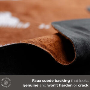 NativeSkins Faux Cowhide Rug – Original Brown (Oversized) | 6'3" x 8'2" | Triple-Layer Support | Ultra-Soft Pile | Hand-Cut, Faux Suede No-Slip Backing | Western Rug | Cow Hide Animal Print