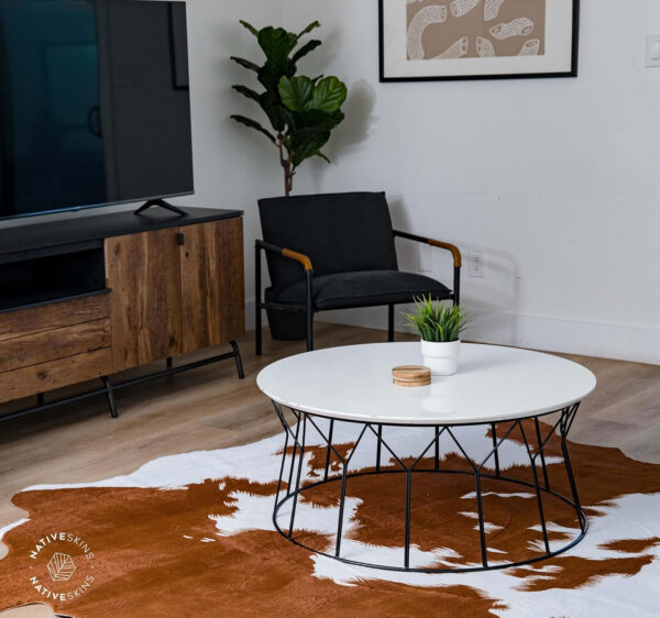NativeSkins Faux Cowhide Rug – Original Brown (Oversized) | 6'3" x 8'2" | Triple-Layer Support | Ultra-Soft Pile | Hand-Cut, Faux Suede No-Slip Backing | Western Rug | Cow Hide Animal Print