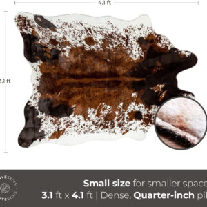 NativeSkins Faux Cowhide Rug – Original Brown (Oversized) | 6'3" x 8'2" | Triple-Layer Support | Ultra-Soft Pile | Hand-Cut, Faux Suede No-Slip Backing | Western Rug | Cow Hide Animal Print