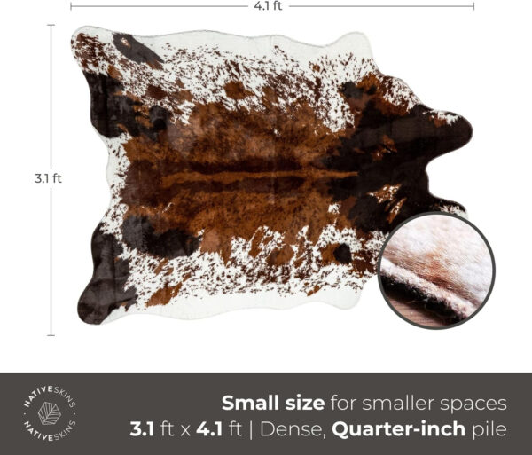 NativeSkins Faux Cowhide Rug – Original Brown (Oversized) | 6'3" x 8'2" | Triple-Layer Support | Ultra-Soft Pile | Hand-Cut, Faux Suede No-Slip Backing | Western Rug | Cow Hide Animal Print