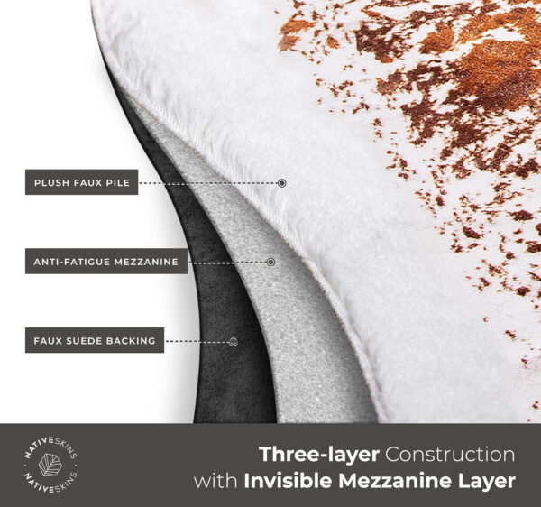 NativeSkins Faux Cowhide Rug – Original Brown (Oversized) | 6'3" x 8'2" | Triple-Layer Support | Ultra-Soft Pile | Hand-Cut, Faux Suede No-Slip Backing | Western Rug | Cow Hide Animal Print