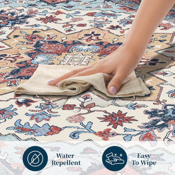 68884722ce8d804e78172de1a3d9409f38de1f59d85d4674bd12e.jpg Area Rug 4x6 Washable Rug,Soft Rugs for Living Room,Non-Slip Bedroom Dining Room Carpet Floral Print Low Pile Rug