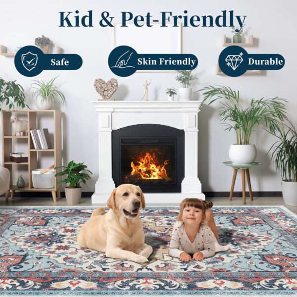 68884724727a93c7ad49c6bc3dc6df6224a77b7112e75a0a14d4e.jpg Area Rug 4x6 Washable Rug,Soft Rugs for Living Room,Non-Slip Bedroom Dining Room Carpet Floral Print Low Pile Rug