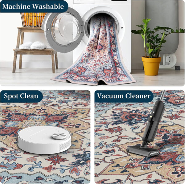 6888472aa5b3efa5509e154540647edd4ae2be7ffdcb455c5f1ac.jpg Area Rug 4x6 Washable Rug,Soft Rugs for Living Room,Non-Slip Bedroom Dining Room Carpet Floral Print Low Pile Rug