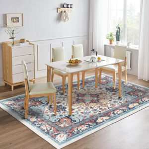 68884731659e9ad65a028cd8ece5e9e2c5b27a8638a41af732ea2.jpg Area Rug 4x6 Washable Rug,Soft Rugs for Living Room,Non-Slip Bedroom Dining Room Carpet Floral Print Low Pile Rug