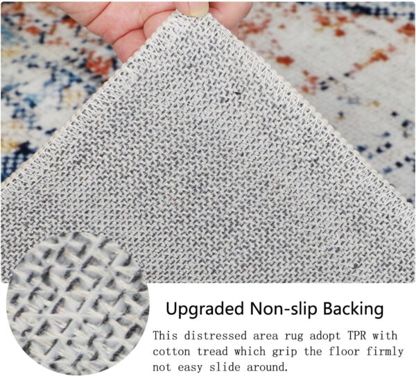 Homcomoda Vintage Area Rug 5x8 Washable Living Room Rug Indoor Non-Slip Print Accent Rugs for Bedroom Distressed Thin Throw Rugs Carpet for Living Room Dining Room Kitchen