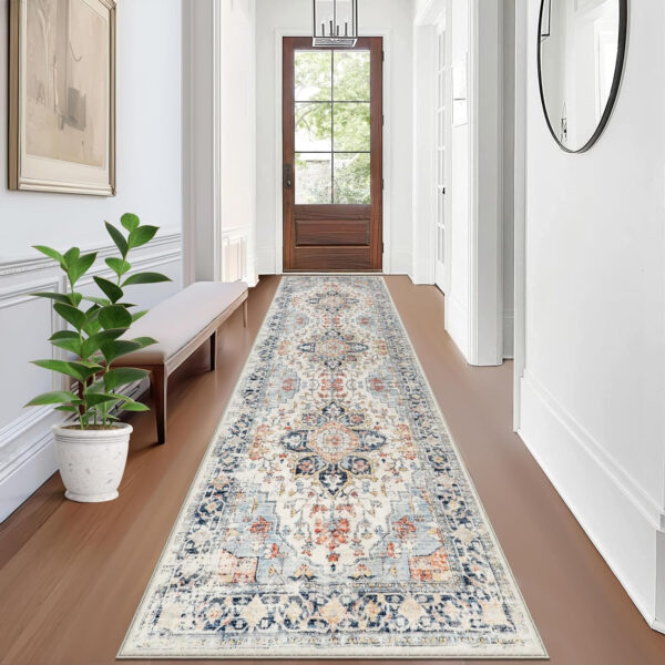 Homcomoda Vintage Area Rug 5x8 Washable Living Room Rug Indoor Non-Slip Print Accent Rugs for Bedroom Distressed Thin Throw Rugs Carpet for Living Room Dining Room Kitchen