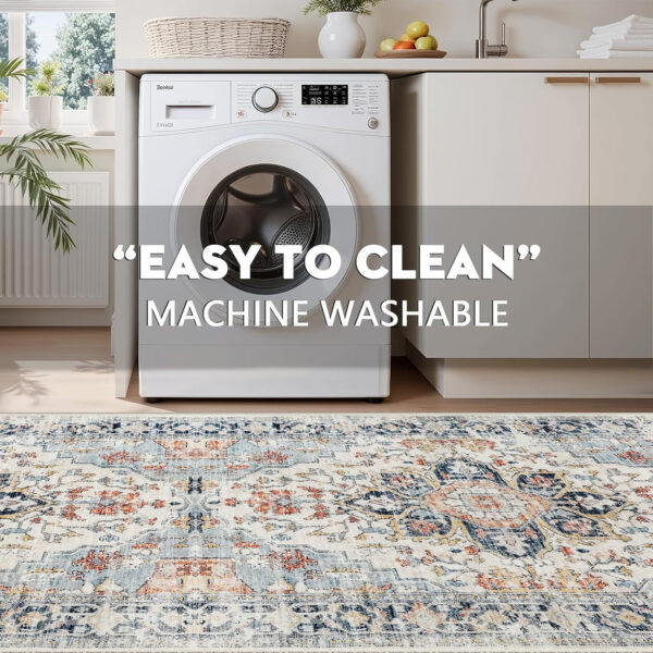 Homcomoda Vintage Area Rug 5x8 Washable Living Room Rug Indoor Non-Slip Print Accent Rugs for Bedroom Distressed Thin Throw Rugs Carpet for Living Room Dining Room Kitchen
