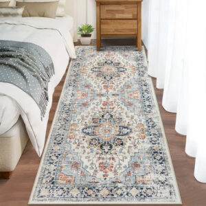 Homcomoda Vintage Area Rug 5x8 Washable Living Room Rug Indoor Non-Slip Print Accent Rugs for Bedroom Distressed Thin Throw Rugs Carpet for Living Room Dining Room Kitchen