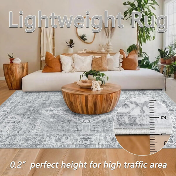 Homcomoda Vintage Area Rug 5x8 Washable Living Room Rug Indoor Non-Slip Print Accent Rugs for Bedroom Distressed Thin Throw Rugs Carpet for Living Room Dining Room Kitchen