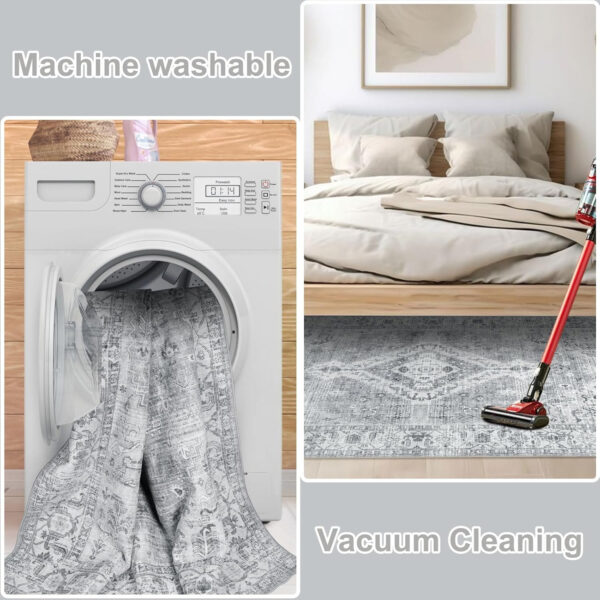 Homcomoda Vintage Area Rug 5x8 Washable Living Room Rug Indoor Non-Slip Print Accent Rugs for Bedroom Distressed Thin Throw Rugs Carpet for Living Room Dining Room Kitchen