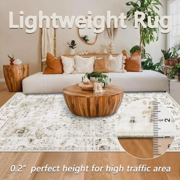 Homcomoda Vintage Area Rug 5x8 Washable Living Room Rug Indoor Non-Slip Print Accent Rugs for Bedroom Distressed Thin Throw Rugs Carpet for Living Room Dining Room Kitchen