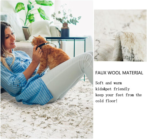 Homcomoda Vintage Area Rug 5x8 Washable Living Room Rug Indoor Non-Slip Print Accent Rugs for Bedroom Distressed Thin Throw Rugs Carpet for Living Room Dining Room Kitchen