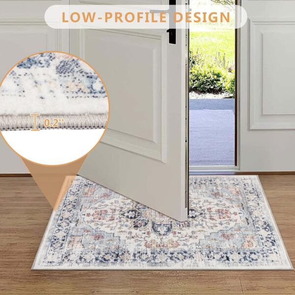 Homcomoda Vintage Area Rug 5x8 Washable Living Room Rug Indoor Non-Slip Print Accent Rugs for Bedroom Distressed Thin Throw Rugs Carpet for Living Room Dining Room Kitchen